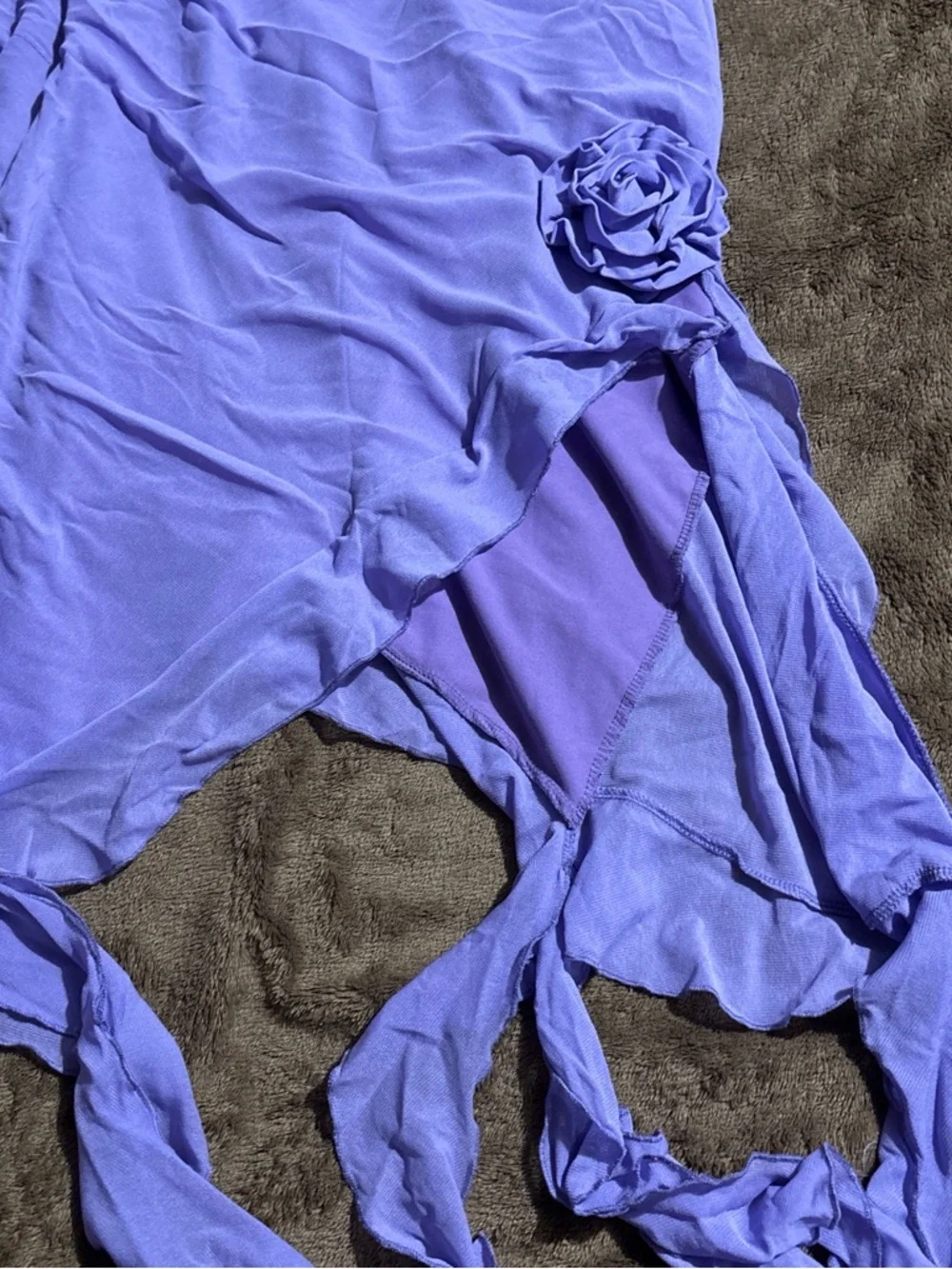 Lilac one shoulder asymmetrical hem dress with runched detailing - Picture 2 of 4